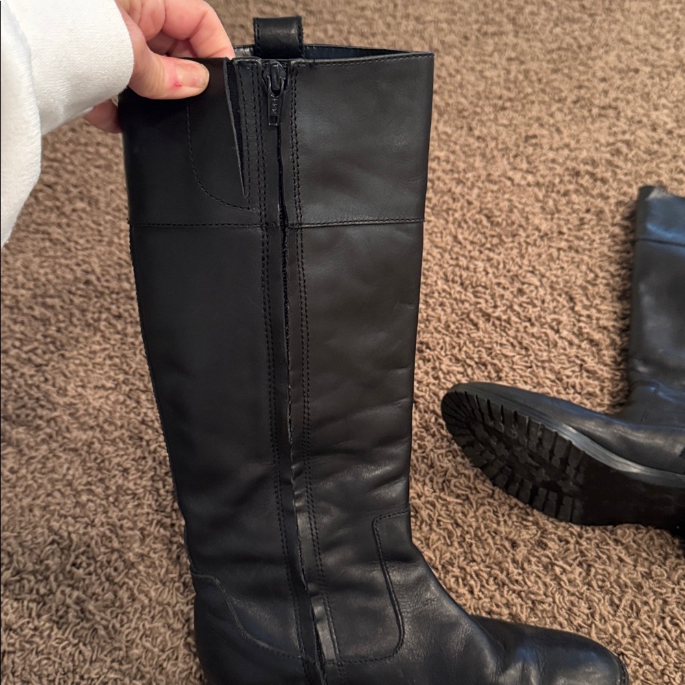 Lauren Ralph Lauren Black Leather Riding Boots - Picture 4 of 8